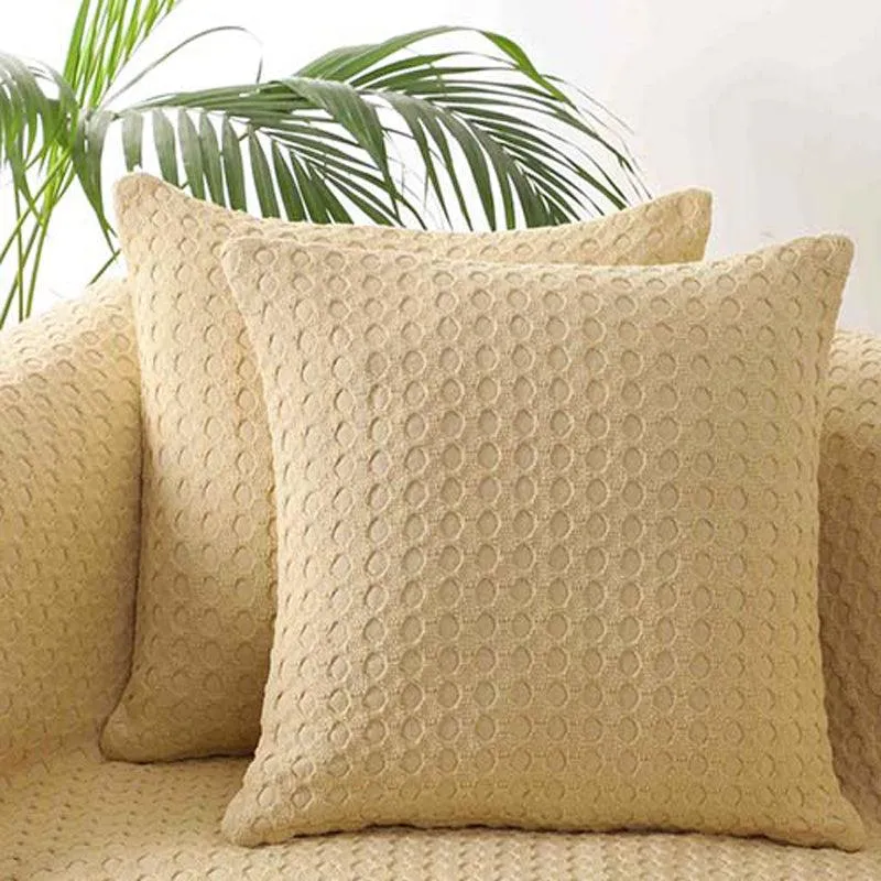 Saigon Street Solid Cotton Cushion Cover (Beige) - Set Of Two media 2