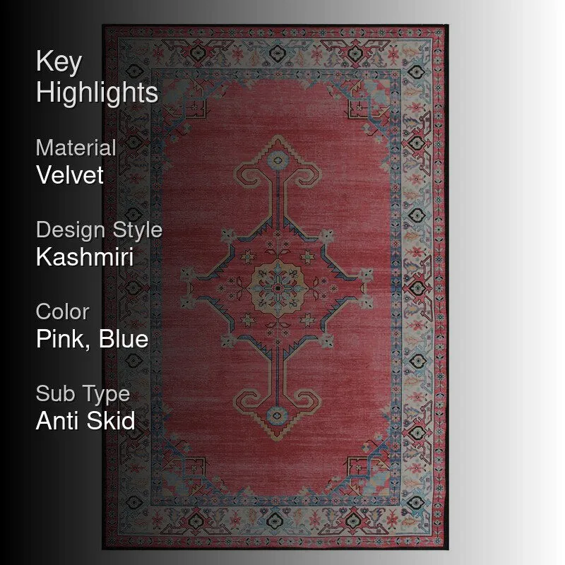 Shiraz Velvet Rectangle Anti-Skid Carpet media 2