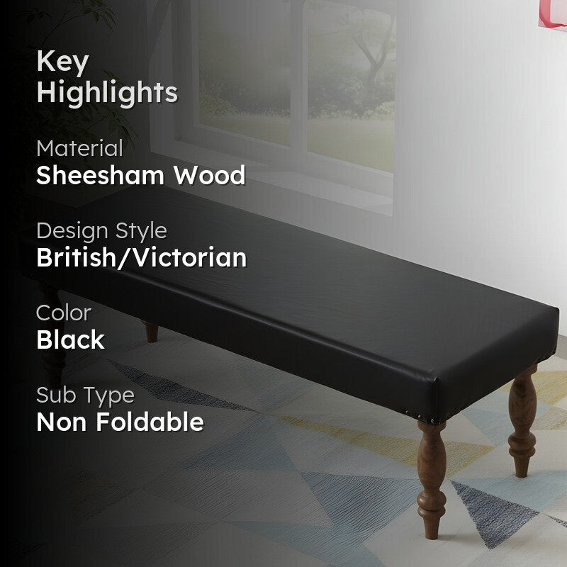 Arvino Sheesham Wooden Bench - Black media 2