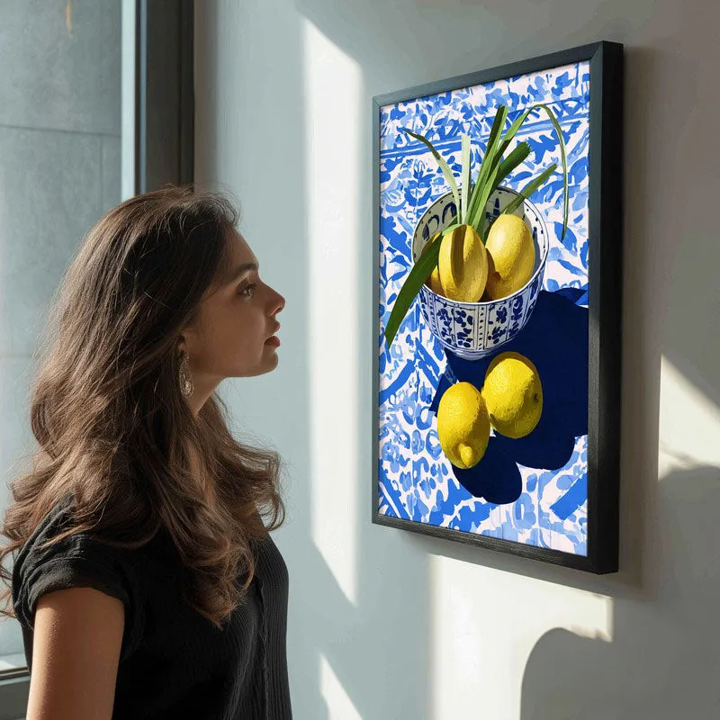 Citrus Bowl Canvas Wall Painting - Black Frame media 5