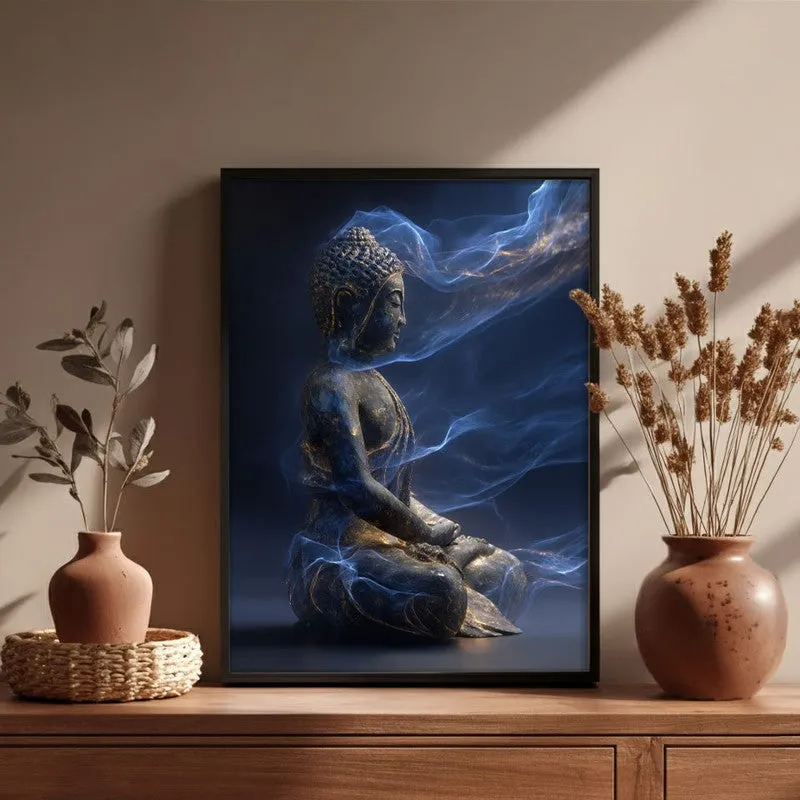 Luminous Buddha Archival Paper Wall Painting With Black Frame media 6