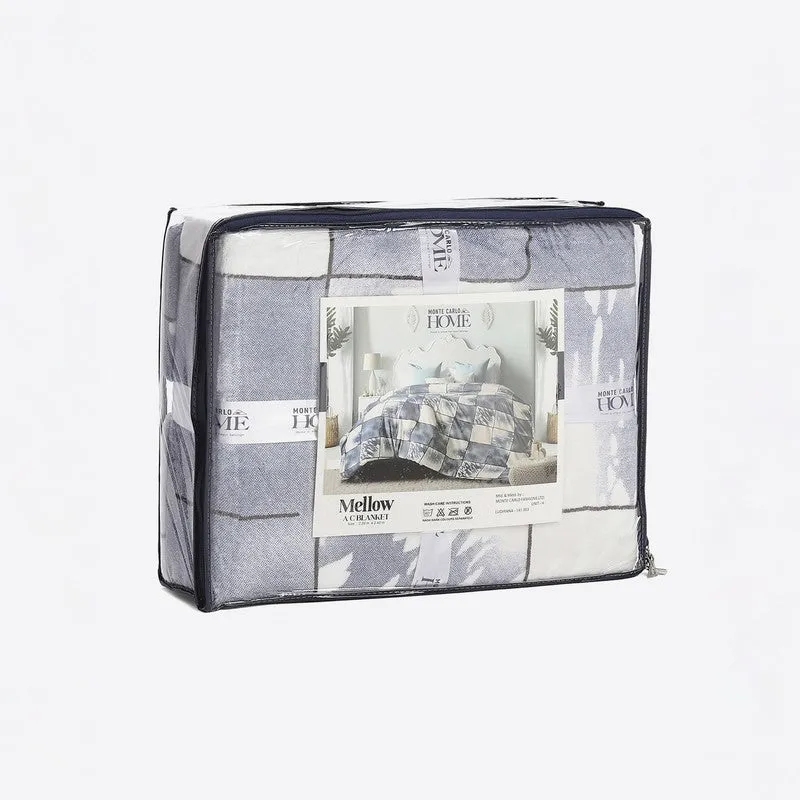 Monte Carlo Bluemod Checks Print Polyester Blanket (Grey) - 210 GSM media 7
