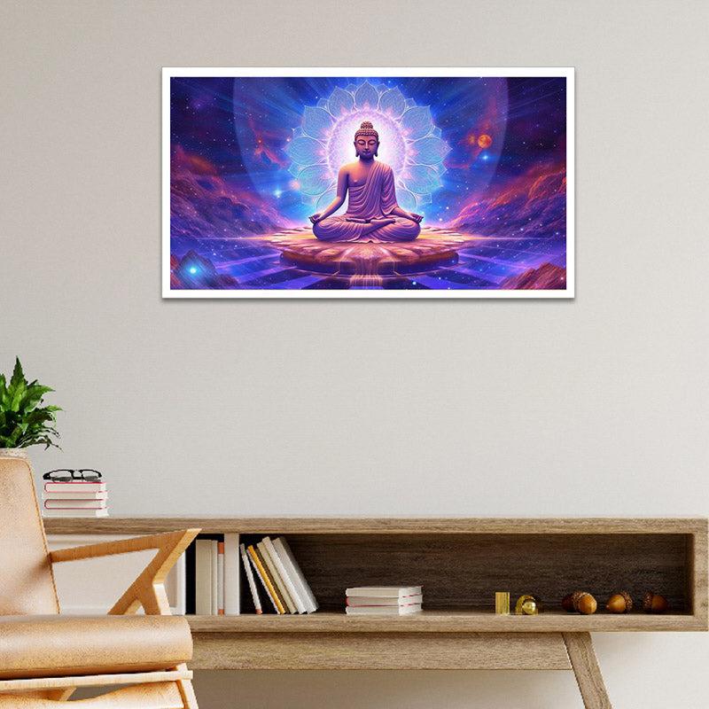 Blue Divine Buddha Canvas Wall Painting With Frame