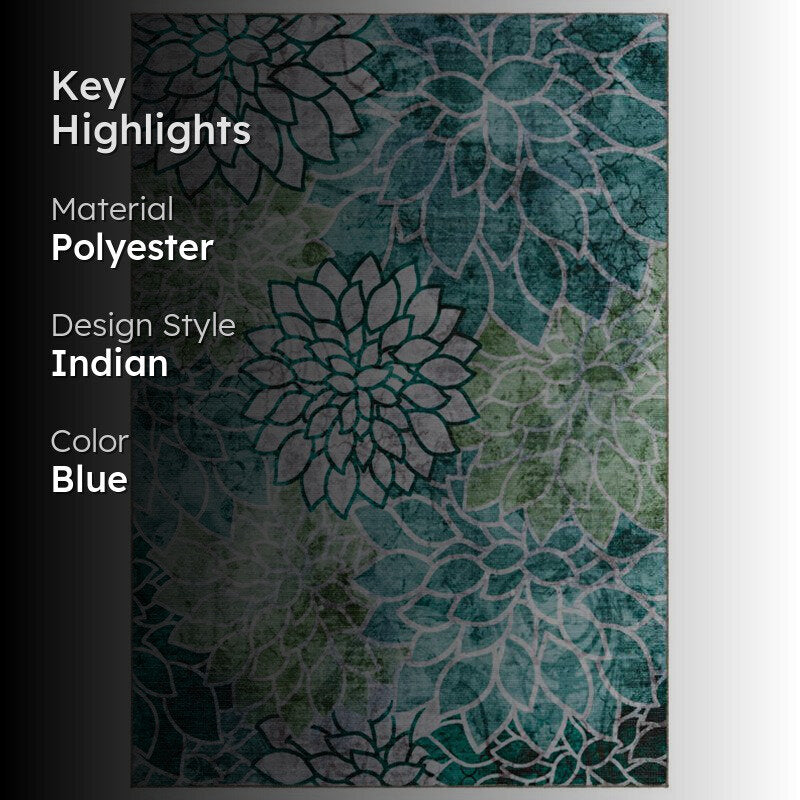 Enaya Floral Polyester Carpet - Turquoise media 2