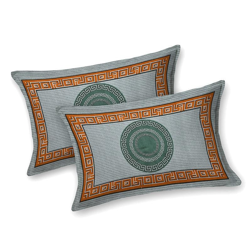 Greek Key Printed Cotton Bedsheet (Green) - 160 TC media 5