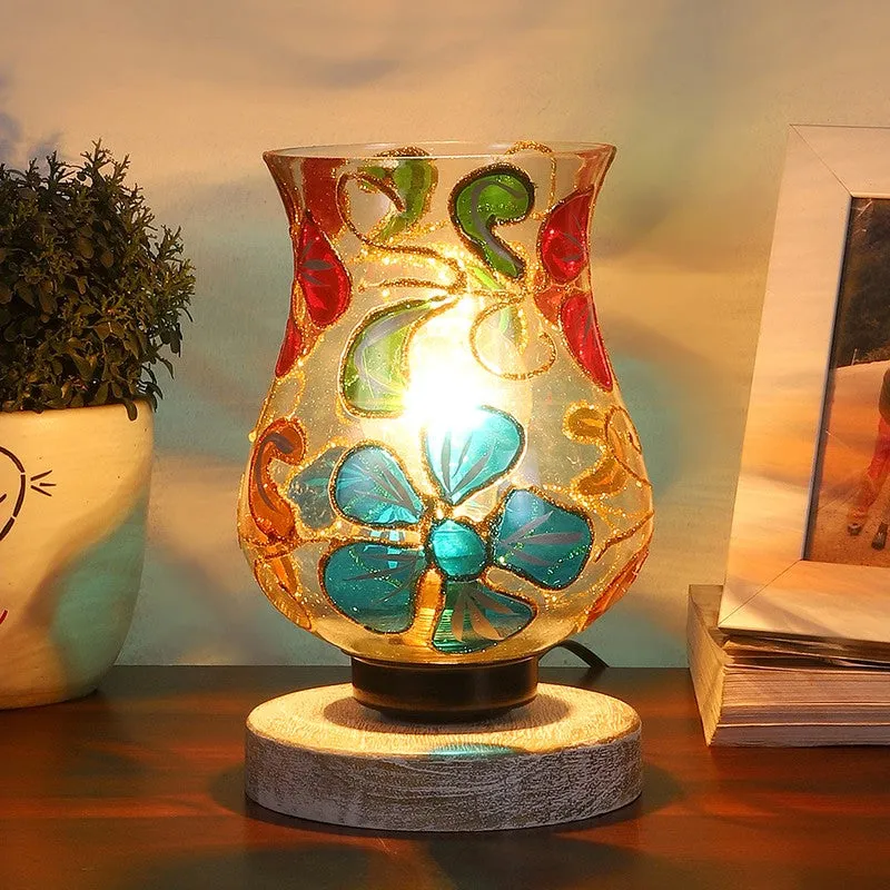 Twilight Mosaic Glass Table Lamp With Wooden Base - Multicolor media 3
