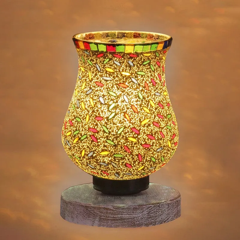 Glowvia Mosaic Glass Table Lamp With Wooden Base - Multicolor media 7
