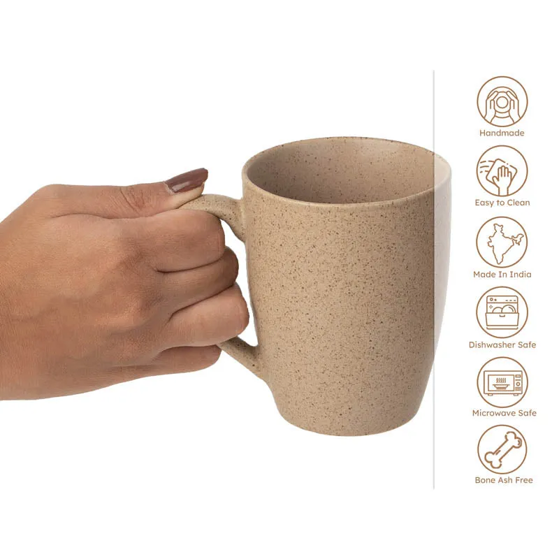 Sip & Style Ceramic Coffee Mug (Bamboo Brown/300 mL Each) - Set Of Four media 6