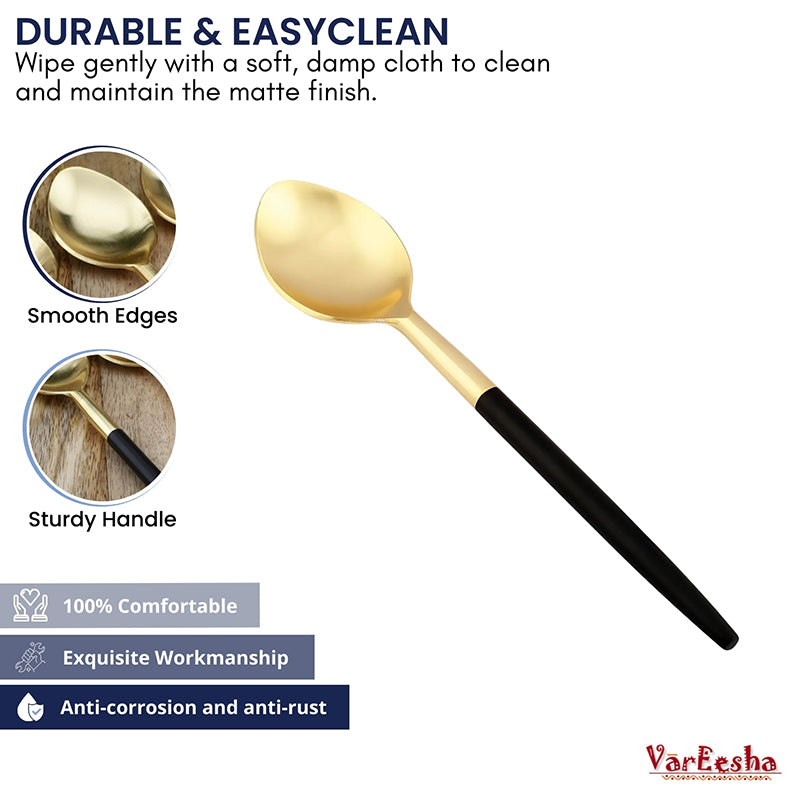 Stirling Stainless Steel Spoon Set (Gold & Black) - Set Of Six media 5