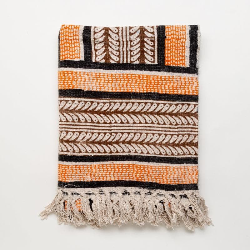 Striped Out Handblock Printed Throw media 3