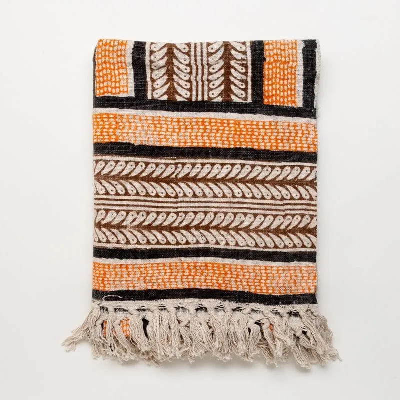 Striped Out Handblock Printed Throw media 3