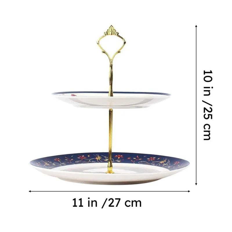 PetalGrace Tiered Cake Stand - White,Blue media 9