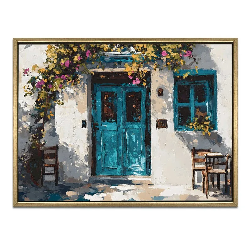Blue Shutters Canvas Wall Painting With Frame media 3