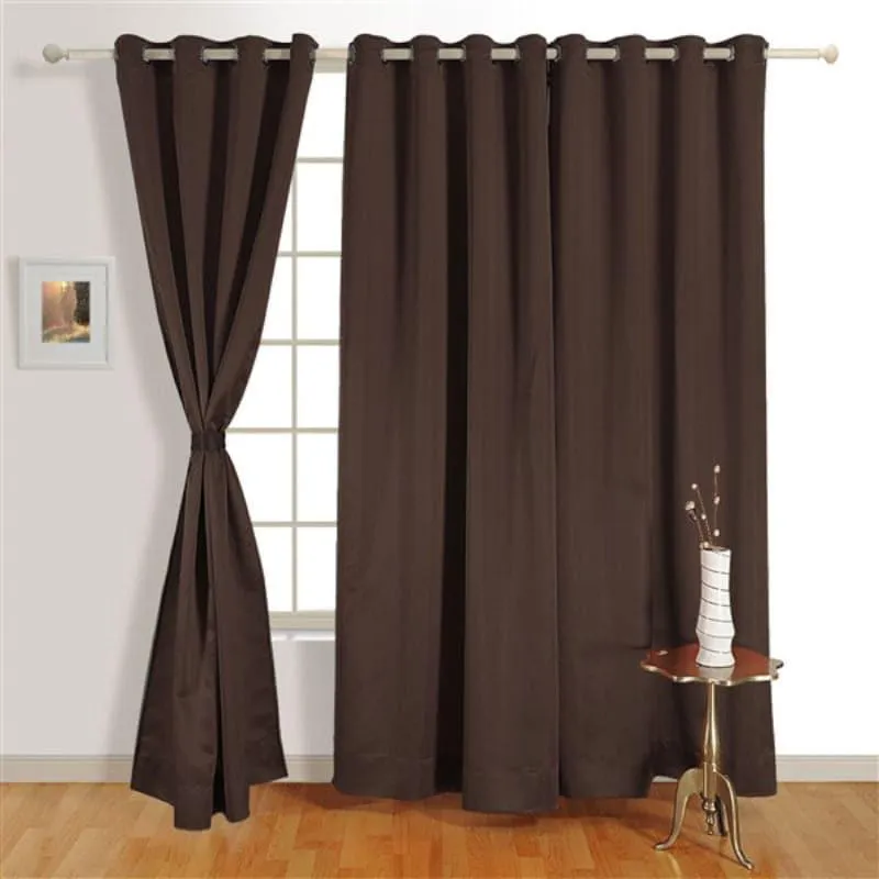 Swayam Rubeena Solid Curtain - Chocolate Brown media 1