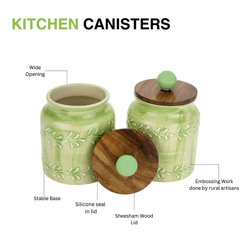 Palis Ceramic Jar With Lid(500 mL Each) - Set Of Two media 4