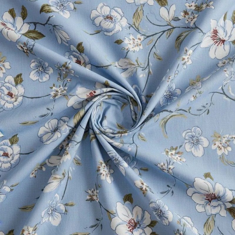 Advina Floral Bedhseet - Blue Cotton Bedsheet - 180 TC media 5