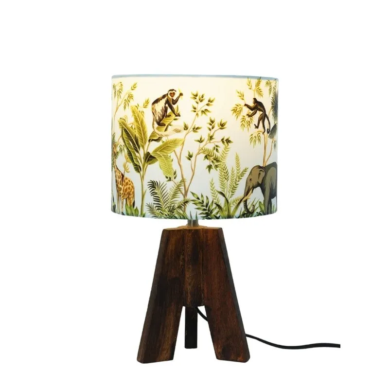 Forest Safari Wooden Base Cotton Table Lamp - Multicolor media 4