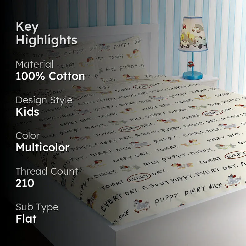 Puppy Day Kids Cotton Bedsheet - 210 TC media 2