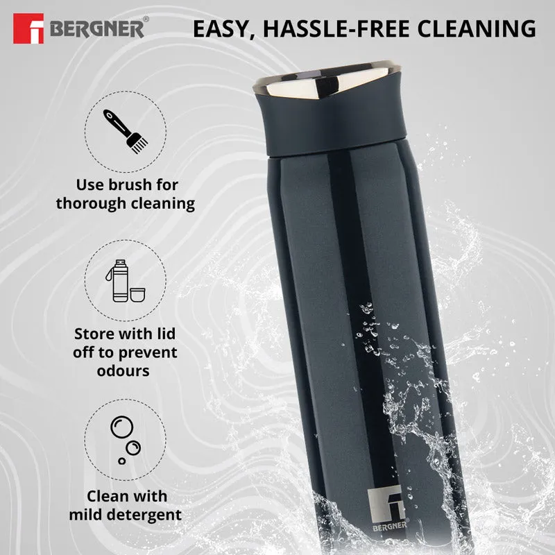 Bergner Walking Carry Cask Thermosteel Hot And Cold Flask (Black) - 450 mL media 4