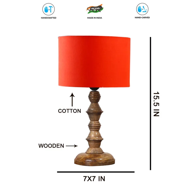 Cotin I Timber Wooden Table Lamp - Orange,Brown media 7