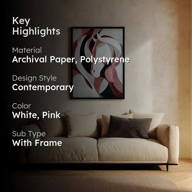 Ethereal Flow Horse Wall Painting With Black Frame media 2