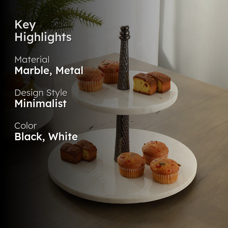 Malach Two Tiered Marble Platter - Black media 2