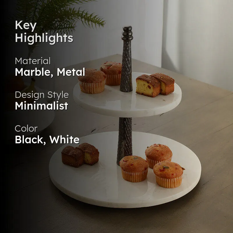 Malach Two Tiered Marble Platter - Black media 2