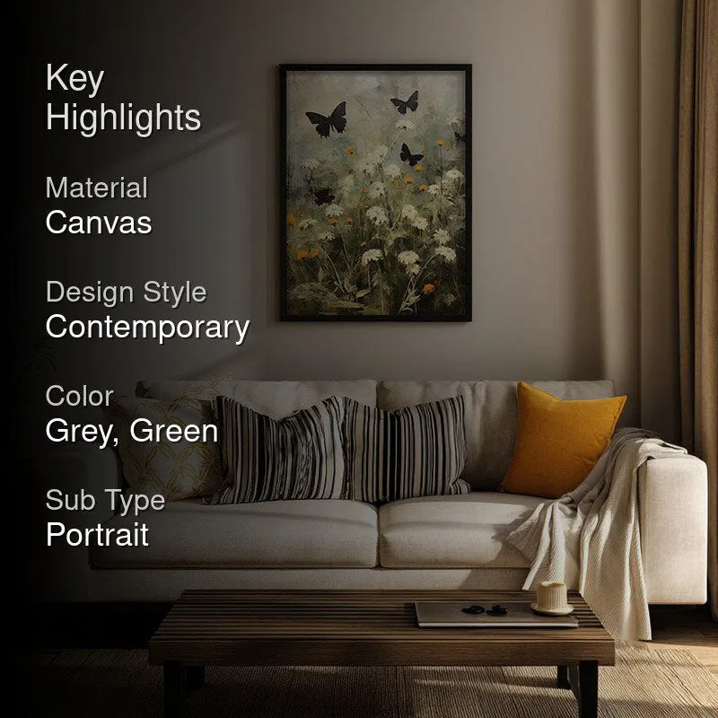 Black & White Butterfly Wall Art - Black Frame media 2
