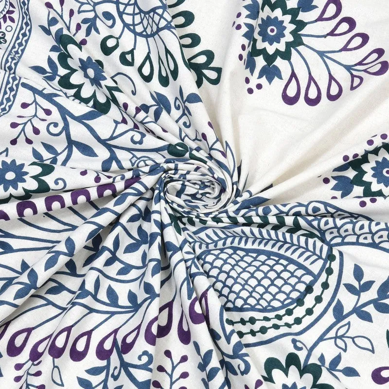 Nestor Cotton Bedsheet (White,Blue,Brown) - 240 TC media 5