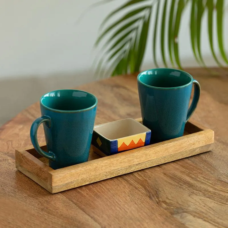 Vertex Ceramic High Tea Set (320 ML & 80 ML) - Four Piece Set media 1