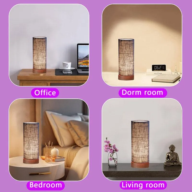 Nyra Tower Wooden Table Lamp With Jute Shade - Blue,Brown media 5