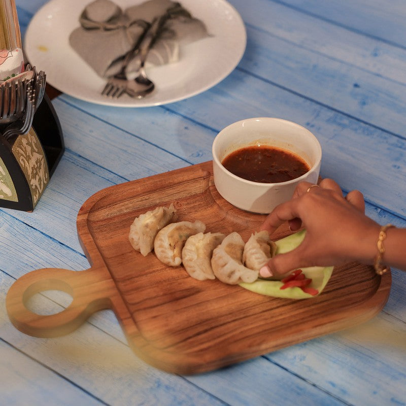 Earth Tone Tasting (Wood,Ceramic) Platter - Two Piece Set