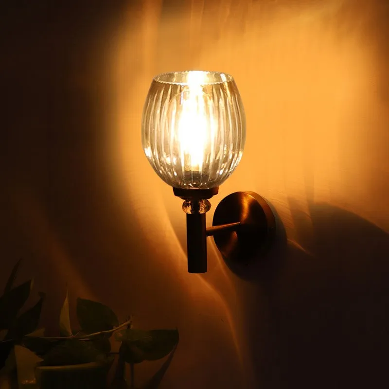 Warm Amber Golden Base Glass Wall Lamp media 5