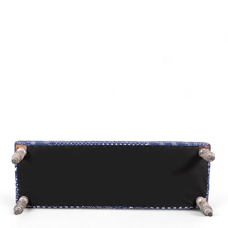 Brixo Sheesham Wooden Bench with Stools (Blue) - Three Piece Set media 4