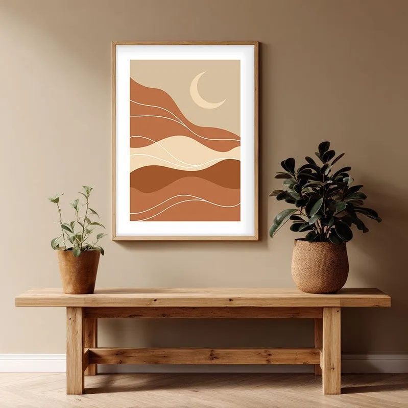 Desert Drift Canvas Wall Painting With Brown Frame media 1