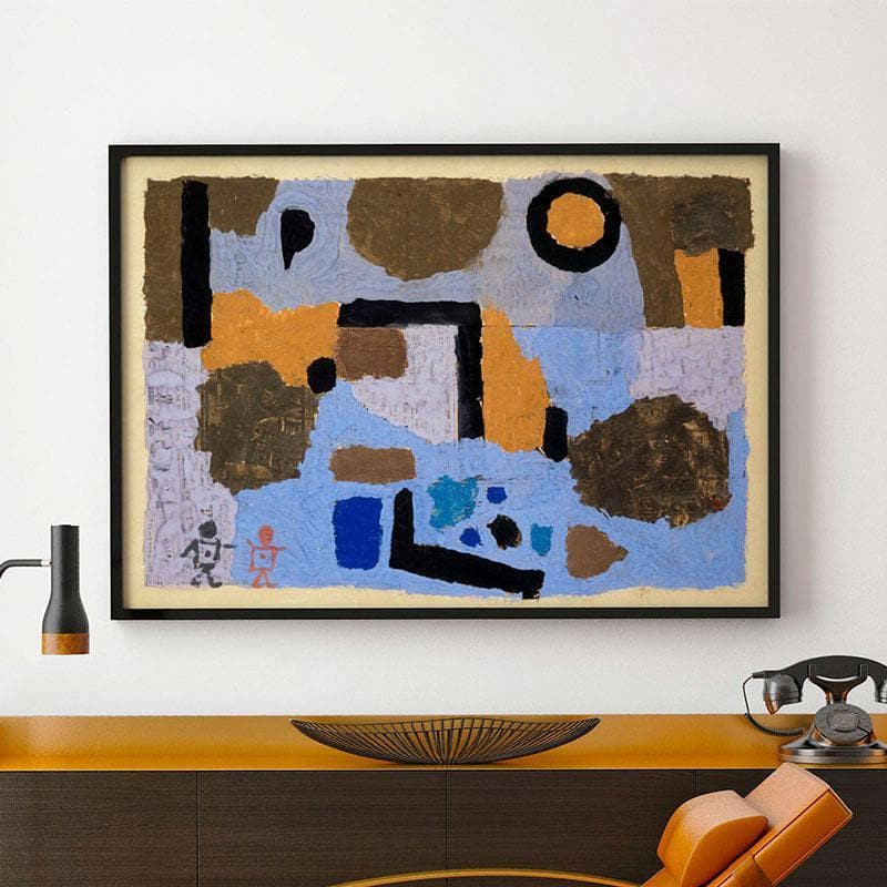 With The Two Lost Ones Canvas Painting By Paul Klee - Black Frame