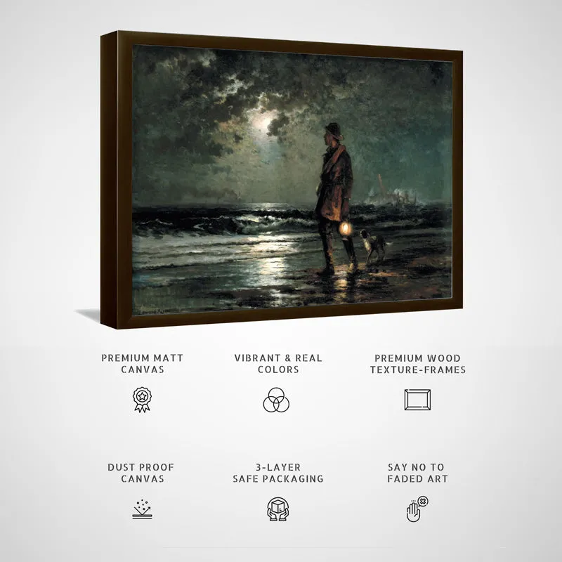 Moonlit Nights Wood Wall Art With Frame - Black media 5