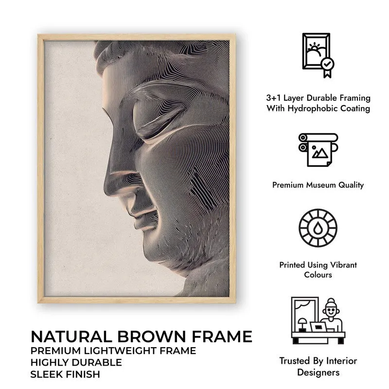 Stone Silence Buddha Wall Painting With Brown Frame media 9