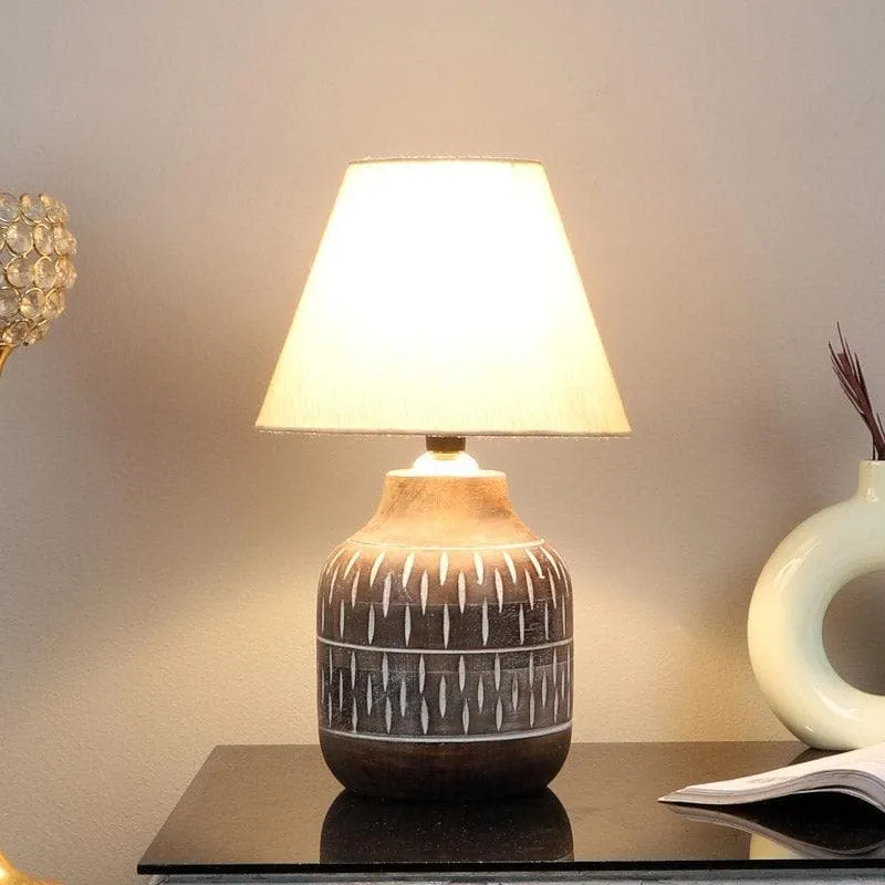 Truda Dante Fabric Table Lamp - White,Brown media 1