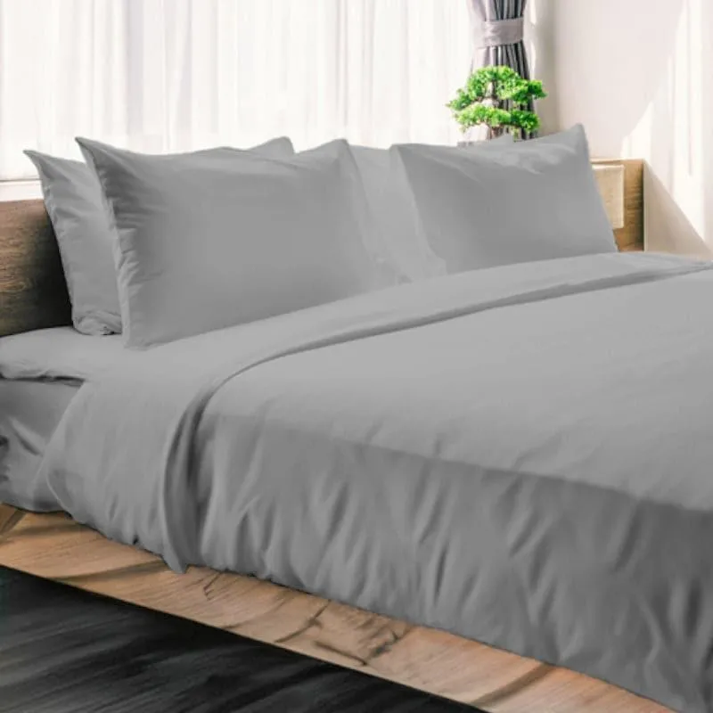 Zuma Solid Cotton Bedsheet (Dark Grey) - 1000 TC media 5