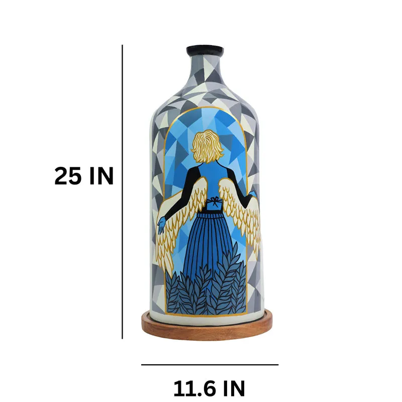 Lady In Blue Hand Painted Glass Floor Lamp media 6