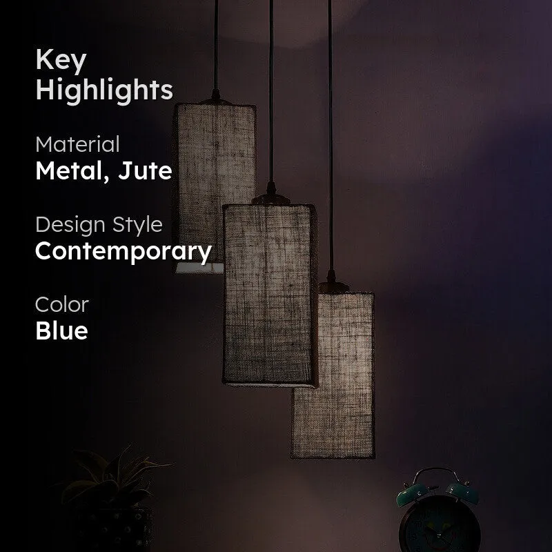 Warm Ivory Triple Metal Ceiling Lamp - Blue media 2