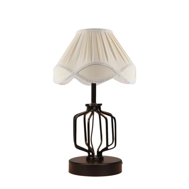 Vividwave Cotton Table Lamp With Wooden Base - Ivory media 5