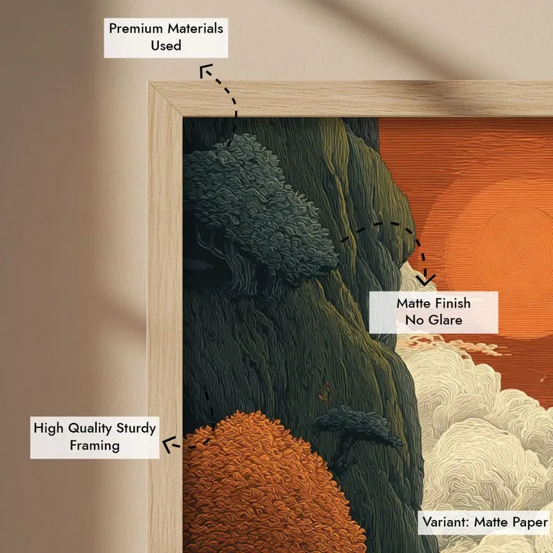 Aurora Valley Canvas Wall Painting - Brown Frame media 7