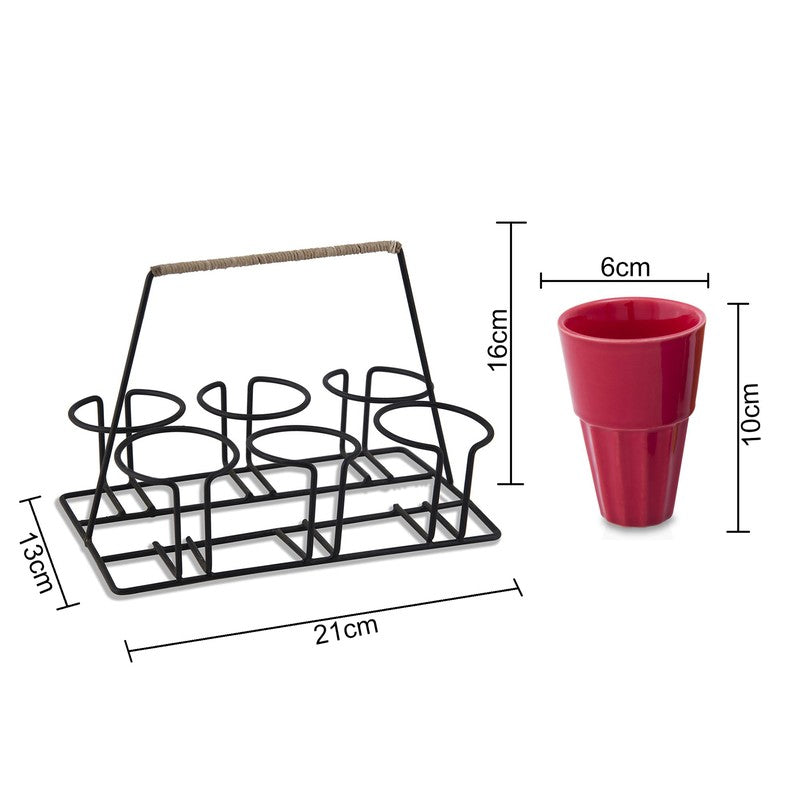 Terra Vibe Kulhad (120 mL,Red) - Seven Piece Set media 6