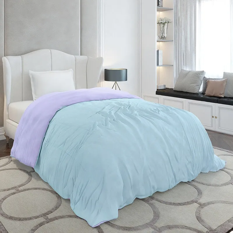 Monte Carlo Softelle Solid Polyester Reversible Comforter (Sea Green & Purple) - 110 GSM media 1