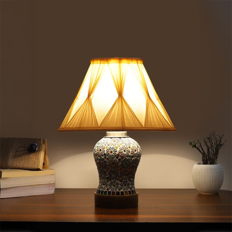 Santora Smocked Wooden Table Lamp - Multicolor