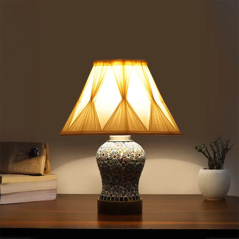 Santora Smocked Wooden Table Lamp - Multicolor media 1