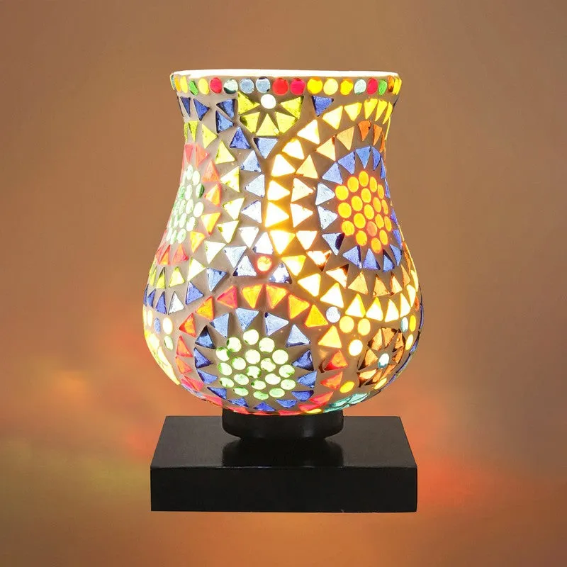 Clarent Mosaic Glass Table Lamp With Wooden Base - Multicolor media 7