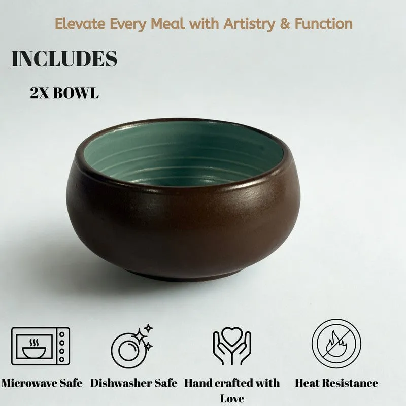 Chestnut Handcrafted Ceramic Dip Bowls (Brown,150 mL) - Set Of Two media 5